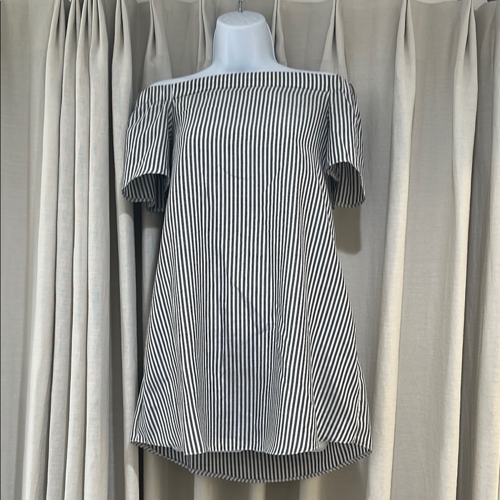 Missguided off the shoulder Black and White Mini Dress